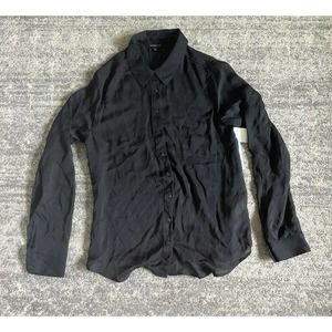 Women’s Guess Button Down Shirt Shear Black Size M Long Sleeve Q5